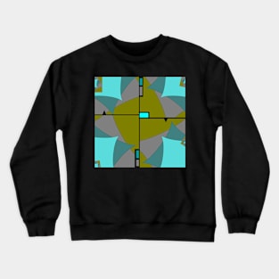 Geometric crossing. Abstract pattern in olive, black, grey, aqua blue and jade Crewneck Sweatshirt